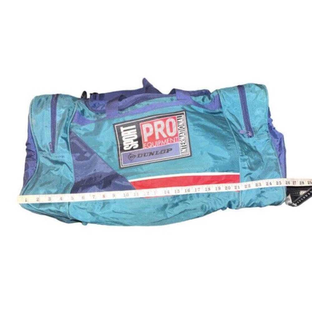 Vintage Dunlop Sport Pro Duffel Bag 80s 90s Colorblock Gym Travel Weekender